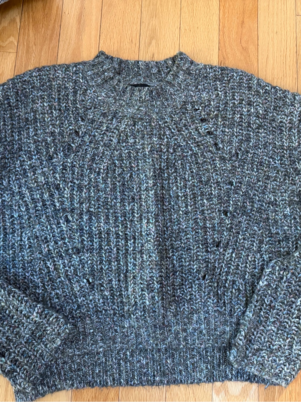 Women's Chunky Crewneck Sweater in Deep Green / Multi